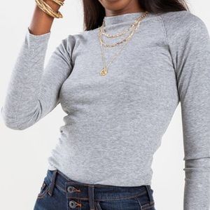 Grey mock neck top